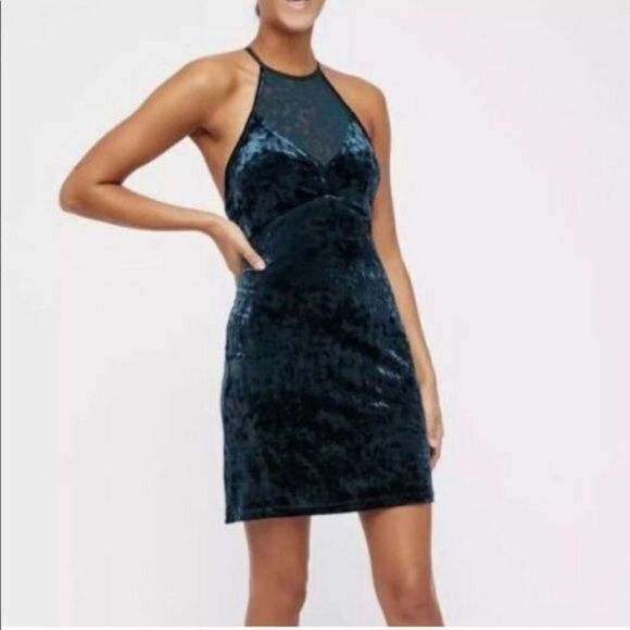 NWT Intimately Free People Velvet Halter Mini Dress Size Medium NEW - Picture 1 of 12